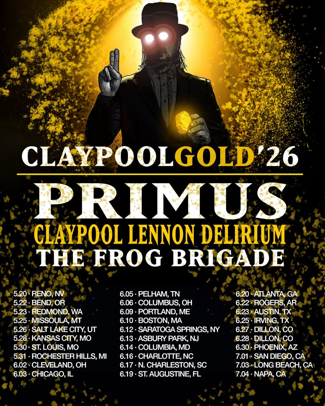 Primus Claypool Gold Tour Poster 2026